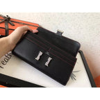 HERM Constance Long Wallet In Black Swift Leather