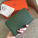 HERM Dogon Duo Wallet In Green Clemence Leather