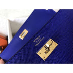 HERM Kelly Classic Long Wallet In Blue Electric Epsom Leather