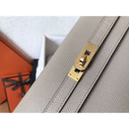 HERM Kelly Classic Long Wallet In Grey Epsom Leather