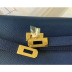 HERM Kelly Classique To Go Wallet In Dark Blue Epsom Calfskin