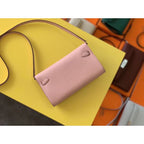 HERM Kelly Classique To Go Wallet In Pink Epsom Calfskin