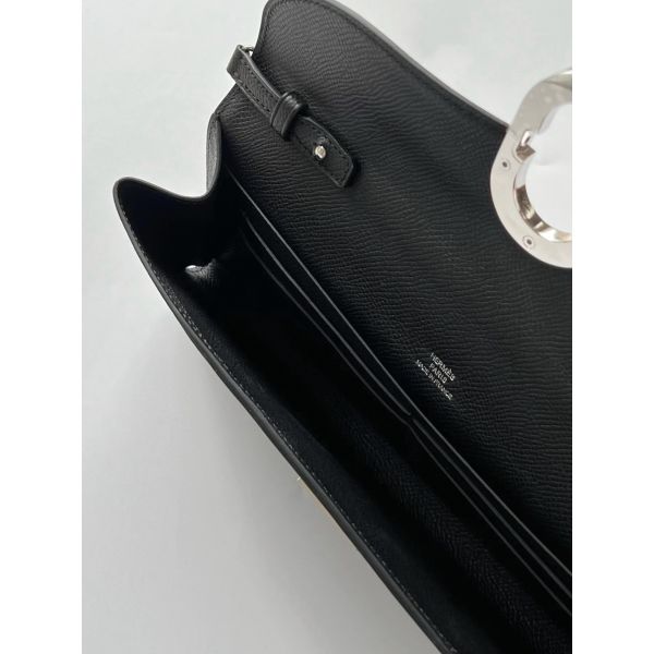 HERM Maillon To Go Wallet in Noir Epsom Calfskin