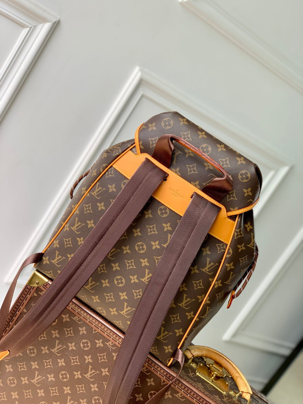 MONTSOURIS CARGO BACKPACK 40 IN BROWN MONOGRAM LAMBSKIN