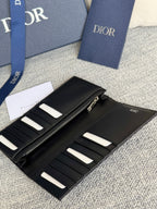 DIOR VERTICAL LONG WALLET 19 IN BLACK MONOGRAM OBLIQUE JACQUARD
