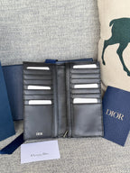 DIOR VERTICAL LONG WALLET 19 IN BLACK MONOGRAM OBLIQUE JACQUARD