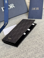 DIOR VERTICAL LONG WALLET 19 IN BLACK MONOGRAM OBLIQUE JACQUARD
