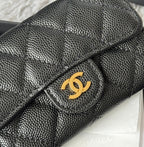CHANEL 25S CLASSIC FLAP CARD HOLDER 11 IN BLACK CAVIAR GOLD HARDWARE