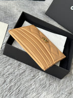 CHANEL 25S CARD HOLDER 11 IN GOLDEN CARAMEL CAVIAR GOLD HARDWARE