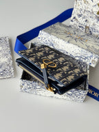 CHANEL DIOR 25S 30 MONTAIGNE DAHLIA WALLET 11 IN BLUE DIOR OBLIQUE JACQUARD