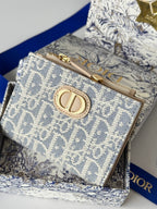 CHANEL DIOR 25S 30 MONTAIGNE DAHLIA WALLET 11 IN LIGHT BLUE DIOR OBLIQUE JACQUARD