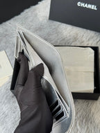 CHANEL 25S CF SMALL TRI FOLD WALLET 11 IN SILVER CAVIAR GOLD HARDWARE