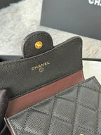 CHANEL 25S CF SMALL TRI FOLD WALLET 11 IN BLACK CAVIAR GOLD HARDWARE