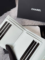 CHANEL 25S CF SMALL TRI FOLD WALLET 11 IN SOFT MINT CAVIAR GOLD HARDWARE