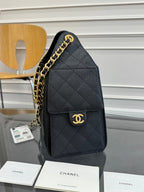 CHANEL 25S HOBO BAG 30 IN BLACK CAVIAR