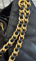 CHANEL 25S HOBO BAG 30 IN BLACK CAVIAR