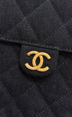CHANEL 25S HOBO BAG 30 IN BLACK-GRAY DENIM WITH GOLD HARDWARE