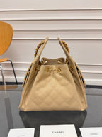 CHANEL 25S HOBO BAG 30 IN GOLDEN BEIGE CAVIAR WITH GOLD HARDWARE