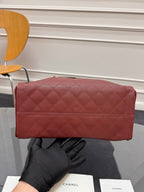 CHANEL 25S HOBO BAG 40 IN DARK RED CAVIAR WITH GOLD HARDWARE