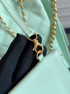 CHANEL 25S HOBO BAG 40 IN SEAFOAM GREEN CAVIAR WITH GOLD HARDWARE
