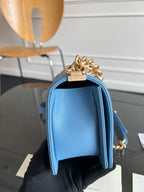 CHANEL 25S BOY BAG 25 IN BLUE CAVIAR