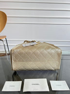 CHANEL 25S HOBO BAG 30 IN LIGHT GOLD METALLIC CAVIAR