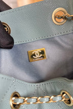 CHANEL 25S HOBO BAG 40 IN SOFT TEAL BLUE CAVIAR WITH GOLD HARDWARE