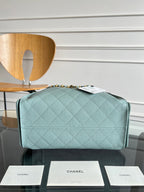 CHANEL 25S HOBO BAG 30 IN SOFT TEAL BLUE CAVIAR WITH GOLD HARDWARE