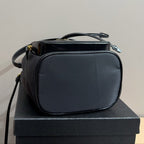BUCKET BAG 22 IN BLACK RE-NYLON AND CALFSKIN HANDLE