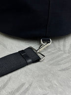 PRADA 25S DRAWSTRING BACKPACK 55 IN BLACK CANVAS LINEN SILVER HARDWARE