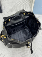 PRADA 25S EXPLORE MEDIUM BACKPACK 29 IN BLACK CALFSKIN GOLD HARDWRE