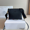 EMBOSSED LOGO HOBO SHOULDER BAG 23 IN BLACK SHINY SAFFIANO LEATHER