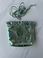 CHANEL MINI 20 BAG IN SEA GREEN METALLIC LAMBSKIN