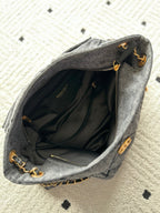 CHANEL 25S HOBO BAG 38 IN DARK GREY DENIM WITH GOLD HARDWARE