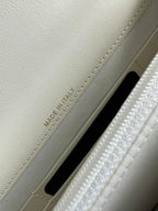 CHANEL 25S CLASSIC WALLET ON CHAIN 19 IN WHITE LAMBSKIN WITH GOLD HARDWARE
