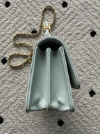 CHANEL 25S CLASSIC WALLET ON CHAIN 19 IN MINT GREEN PASTEL LAMBSKIN WITH GOLD HARDWARE