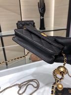 CHANEL MINI FLAP BAG 12 IN BLACK QUILTED LAMBSKIN GOLD HARDWARE