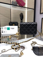 CHANEL MINI FLAP BAG 12 IN BLACK QUILTED LAMBSKIN GOLD HARDWARE