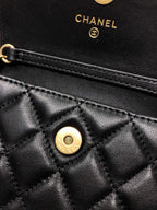 CHANEL MINI FLAP BAG 12 IN BLACK QUILTED LAMBSKIN GOLD HARDWARE