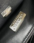 FLAP BAG 20 IN BLACK AND WHITE SEQUINS SILVER HARDWARE