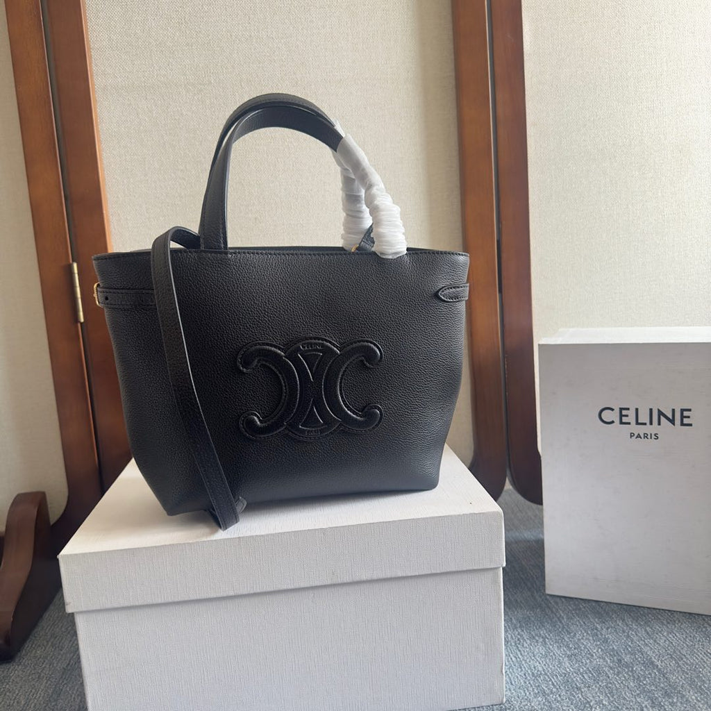 MINI CABAS ANAÏS CUIR TRIOMPHE 20 IN BLACK GRAINED CALFSKIN