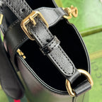 MINI BUCKET SHOULDER BAG 20 IN BLACK CALFSKIN GOLD HARDWARE
