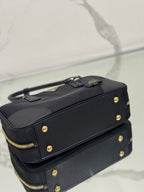 PRADA MEDIUM TOP HANDLE BAG 30 IN BLACK NYLON AND CALFSKIN TRIM