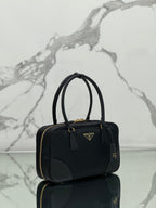 PRADA MEDIUM TOP HANDLE BAG 30 IN BLACK NYLON AND CALFSKIN TRIM