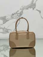 PRADA MEDIUM TOP HANDLE BAG 30 IN DRIED MOSS NYLON AND CALFSKIN TRIM