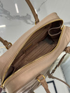 PRADA MEDIUM TOP HANDLE BAG 30 IN DRIED MOSS NYLON AND CALFSKIN TRIM