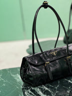 PRADA HANDBAG 31 IN BLACK OIL WAX LAMBSKIN