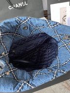CHANEL MEDIUM 37 CROSSBODY BAG IN BLUE DENIM WITH CHAIN