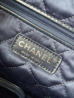 CHANEL LARGE 42 CROSSBODY BAG IN BLUE DENIM WITH CHAIN