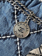 CHANEL MINI 20 CROSSBODY BAG IN BLUE DENIM WITH CHAIN